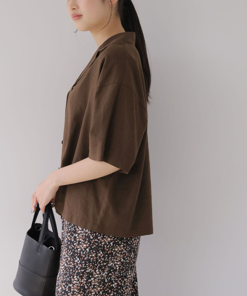 JOURNAL STANDARD relume(ジャーナルスタンダード レリューム)の「ラミーレーヨンオープンカラーシャツ(シャツ/ブラウス・レディース・ブラック/ブラウン・FREE)」の14枚目の写真