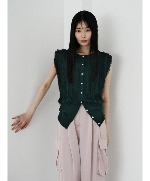 Katrin TOKYO(カトリーントーキョー)の「2way fringe summer knit(ニット/セーター・レディース・ヘザーグレー/モスグリーン/レッド・FREE/XS)」の3枚目の写真
