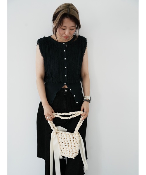 Katrin TOKYO(カトリーントーキョー)の「2way fringe summer knit(ニット/セーター・レディース・ヘザーグレー/モスグリーン/レッド・FREE/XS)」の15枚目の写真