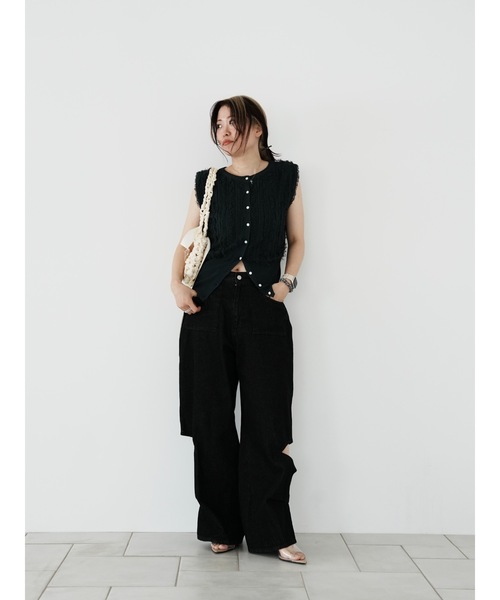 Katrin TOKYO(カトリーントーキョー)の「2way fringe summer knit(ニット/セーター・レディース・ヘザーグレー/モスグリーン/レッド・FREE/XS)」の14枚目の写真