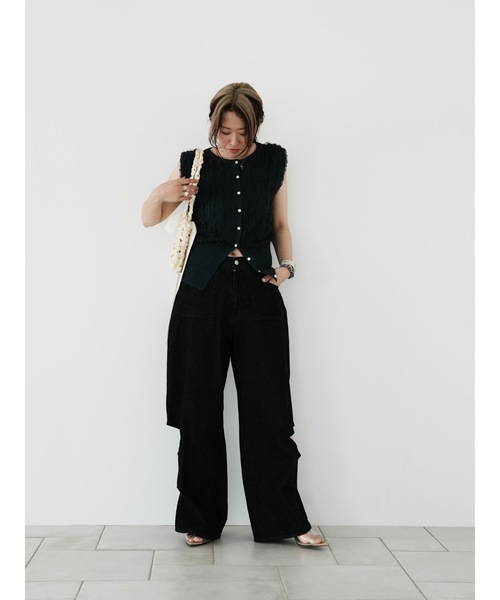 Katrin TOKYO(カトリーントーキョー)の「2way fringe summer knit(ニット/セーター・レディース・ヘザーグレー/モスグリーン/レッド・FREE/XS)」の13枚目の写真