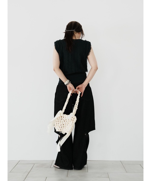 Katrin TOKYO(カトリーントーキョー)の「2way fringe summer knit(ニット/セーター・レディース・ヘザーグレー/モスグリーン/レッド・FREE/XS)」の12枚目の写真