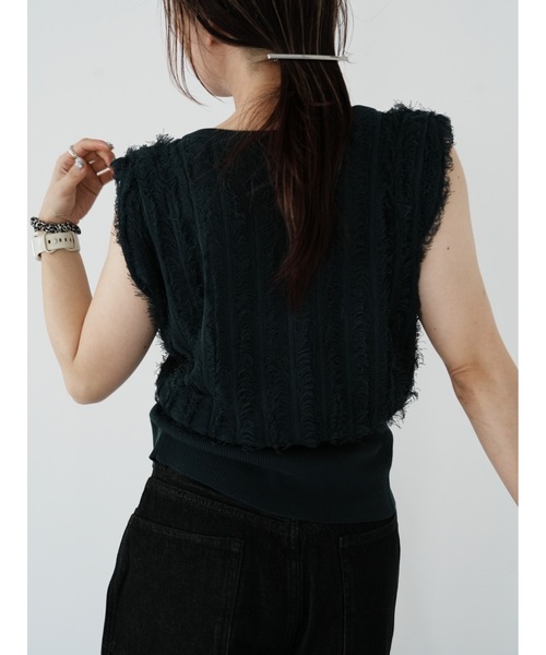 Katrin TOKYO(カトリーントーキョー)の「2way fringe summer knit(ニット/セーター・レディース・ヘザーグレー/モスグリーン/レッド・FREE/XS)」の11枚目の写真