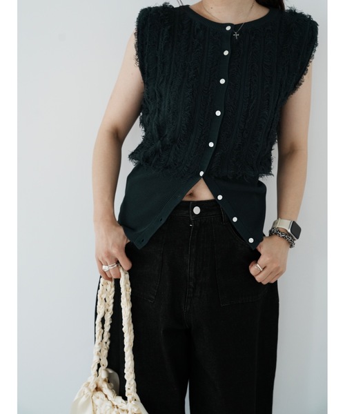 Katrin TOKYO(カトリーントーキョー)の「2way fringe summer knit(ニット/セーター・レディース・ヘザーグレー/モスグリーン/レッド・FREE/XS)」の10枚目の写真