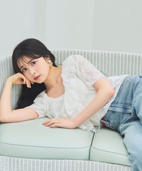 WILLSELECTION（ウィルセレクション）の「レースラッフルフリルトップス（Tシャツ/カットソー・レディース・ブラック/ライトベージュ/オフホワイト・FREE）」の14枚目の写真