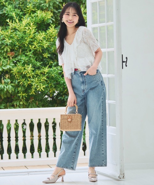 WILLSELECTION（ウィルセレクション）の「レースラッフルフリルトップス（Tシャツ/カットソー・レディース・ブラック/ライトベージュ/オフホワイト・FREE）」の8枚目の写真