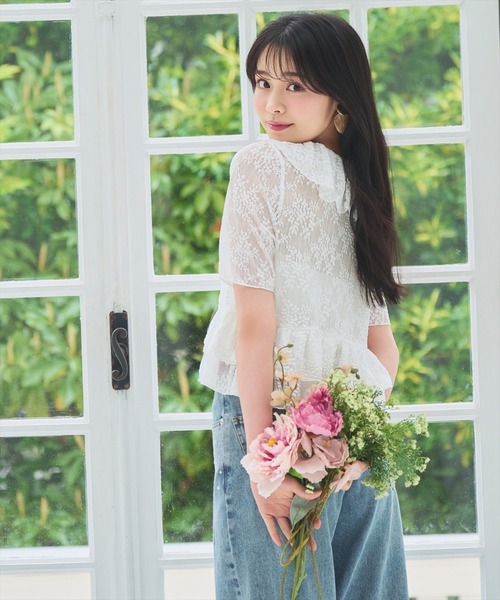 WILLSELECTION（ウィルセレクション）の「レースラッフルフリルトップス（Tシャツ/カットソー・レディース・ブラック/ライトベージュ/オフホワイト・FREE）」の15枚目の写真
