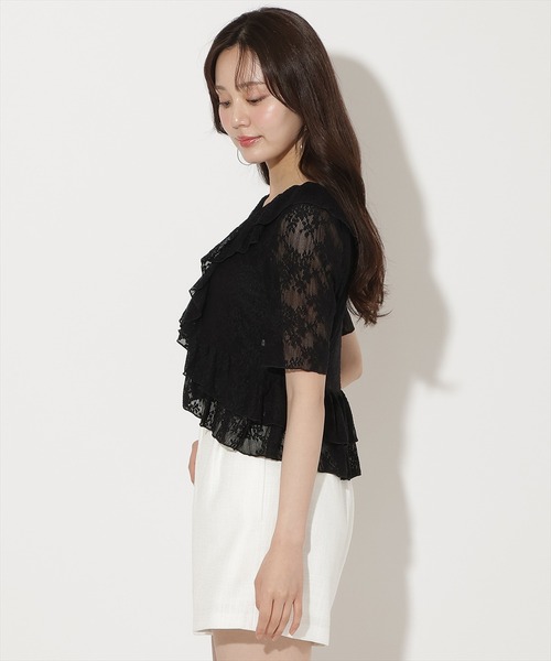 WILLSELECTION（ウィルセレクション）の「レースラッフルフリルトップス（Tシャツ/カットソー・レディース・ブラック/ライトベージュ/オフホワイト・FREE）」の18枚目の写真