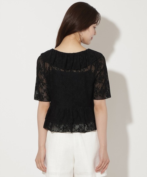 WILLSELECTION（ウィルセレクション）の「レースラッフルフリルトップス（Tシャツ/カットソー・レディース・ブラック/ライトベージュ/オフホワイト・FREE）」の19枚目の写真