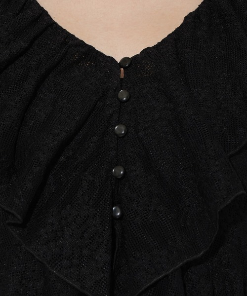 WILLSELECTION（ウィルセレクション）の「レースラッフルフリルトップス（Tシャツ/カットソー・レディース・ブラック/ライトベージュ/オフホワイト・FREE）」の20枚目の写真