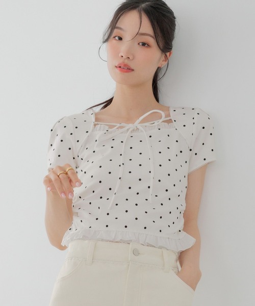 Heather（ヘザー）の「布帛ドッキングカットTEE　1042468（Tシャツ/カットソー・レディース・グレー/ホワイト系その他/ブラック・FREE）」の4枚目の写真