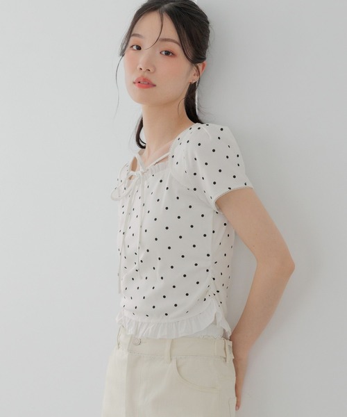 Heather（ヘザー）の「布帛ドッキングカットTEE　1042468（Tシャツ/カットソー・レディース・グレー/ホワイト系その他/ブラック・FREE）」の5枚目の写真