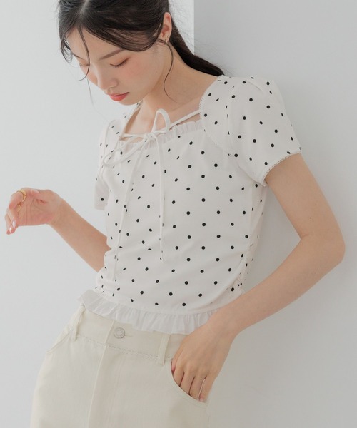Heather（ヘザー）の「布帛ドッキングカットTEE　1042468（Tシャツ/カットソー・レディース・グレー/ホワイト系その他/ブラック・FREE）」の6枚目の写真