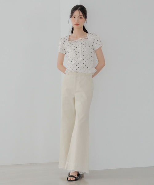Heather（ヘザー）の「布帛ドッキングカットTEE　1042468（Tシャツ/カットソー・レディース・グレー/ホワイト系その他/ブラック・FREE）」の7枚目の写真