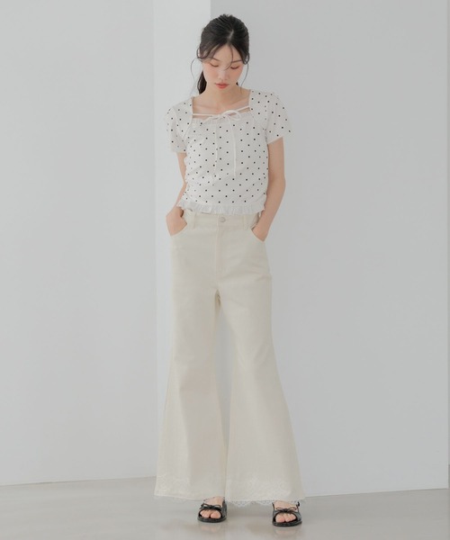 Heather（ヘザー）の「布帛ドッキングカットTEE　1042468（Tシャツ/カットソー・レディース・グレー/ホワイト系その他/ブラック・FREE）」の8枚目の写真
