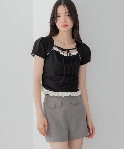 Heather（ヘザー）の「布帛ドッキングカットTEE　1042468（Tシャツ/カットソー・レディース・グレー/ホワイト系その他/ブラック・FREE）」の11枚目の写真
