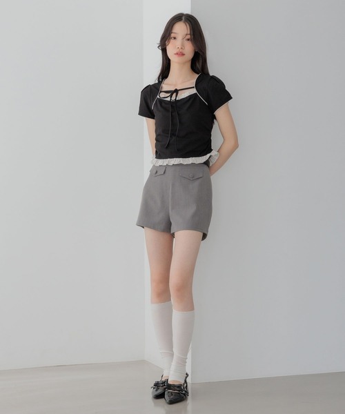 Heather（ヘザー）の「布帛ドッキングカットTEE　1042468（Tシャツ/カットソー・レディース・グレー/ホワイト系その他/ブラック・FREE）」の13枚目の写真