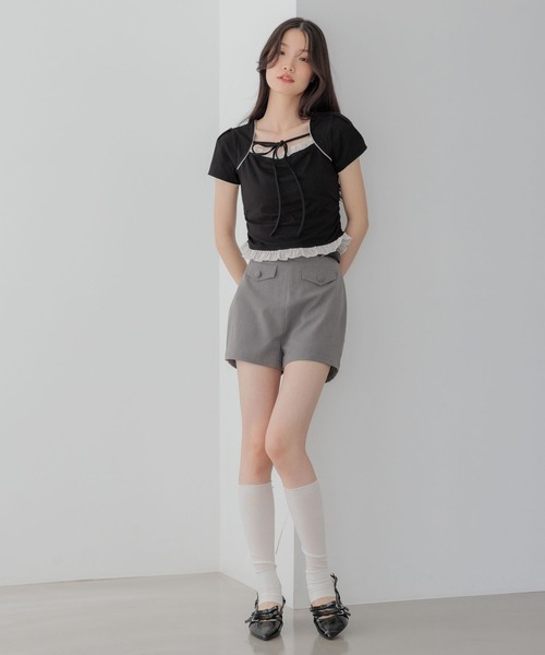 Heather（ヘザー）の「布帛ドッキングカットTEE　1042468（Tシャツ/カットソー・レディース・グレー/ホワイト系その他/ブラック・FREE）」の14枚目の写真