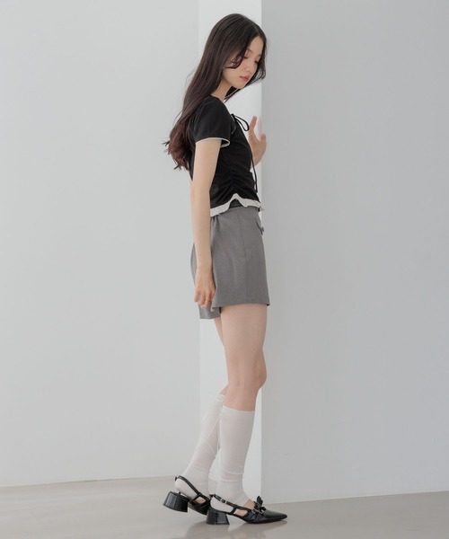 Heather（ヘザー）の「布帛ドッキングカットTEE　1042468（Tシャツ/カットソー・レディース・グレー/ホワイト系その他/ブラック・FREE）」の15枚目の写真