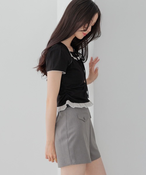 Heather（ヘザー）の「布帛ドッキングカットTEE　1042468（Tシャツ/カットソー・レディース・グレー/ホワイト系その他/ブラック・FREE）」の16枚目の写真