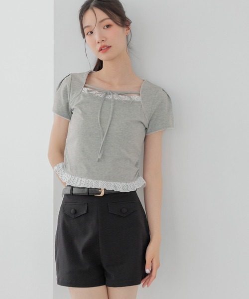 Heather（ヘザー）の「布帛ドッキングカットTEE　1042468（Tシャツ/カットソー・レディース・グレー/ホワイト系その他/ブラック・FREE）」の19枚目の写真