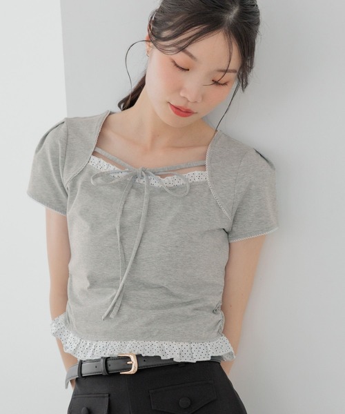 Heather（ヘザー）の「布帛ドッキングカットTEE　1042468（Tシャツ/カットソー・レディース・グレー/ホワイト系その他/ブラック・FREE）」の21枚目の写真