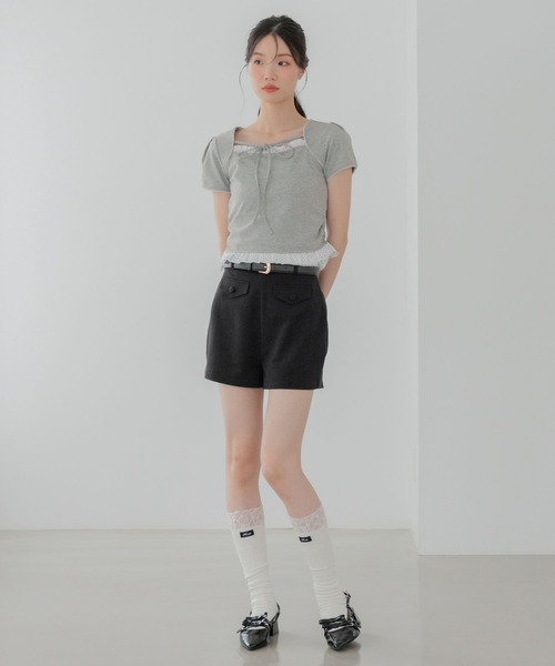 Heather（ヘザー）の「布帛ドッキングカットTEE　1042468（Tシャツ/カットソー・レディース・グレー/ホワイト系その他/ブラック・FREE）」の22枚目の写真