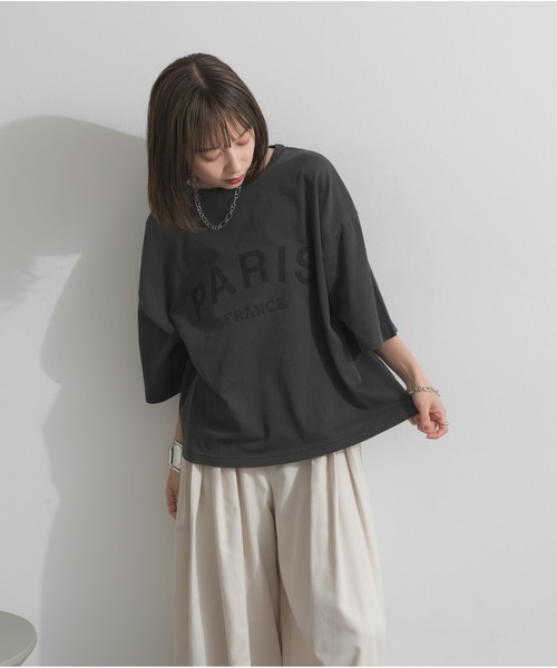 OandI（オーアンドアイ）の「ピグメントロゴプリントＴシャツ（Tシャツ/カットソー・レディース・ブラウン/チャコール/アイボリー・M）」の3枚目の写真