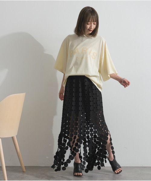 OandI（オーアンドアイ）の「ピグメントロゴプリントＴシャツ（Tシャツ/カットソー・レディース・ブラウン/チャコール/アイボリー・M）」の5枚目の写真