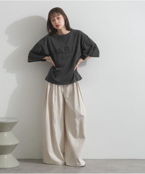 OandI（オーアンドアイ）の「ピグメントロゴプリントＴシャツ（Tシャツ/カットソー・レディース・ブラウン/チャコール/アイボリー・M）」の14枚目の写真