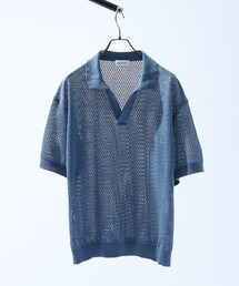 ABAHOUSE（アバハウス）の「シアーメッシュ スキッパー ニットポロ（ポロシャツ）」
