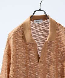 ABAHOUSE | シアーメッシュ スキッパー ニットポロ(ポロシャツ)