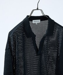 シアーメッシュ スキッパー ニットポロ