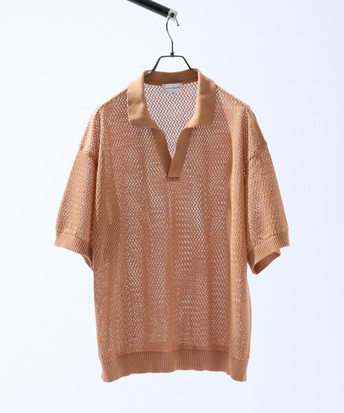 ABAHOUSE(アバハウス)の「シアーメッシュ スキッパー ニットポロ(ポロシャツ・メンズ・ブラック/グリーン系その他/グレイッシュブルー/オレンジ・48/46)」の22枚目の写真