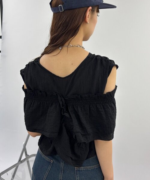 w closet（ダブルクローゼット）の「マルチWAYノースリブラウス 夏服（シャツ/ブラウス・レディース・ブラック/オフホワイト/イエロー/ブラウン/ブルー・FREE）」の15枚目の写真