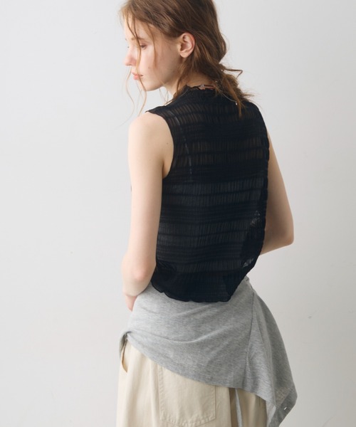 Crisp(クリスプ)の「shirring sheer tops / シャーリングシアートップス(シャツ/ブラウス・レディース・ホワイト/ブラック・FREE)」の6枚目の写真