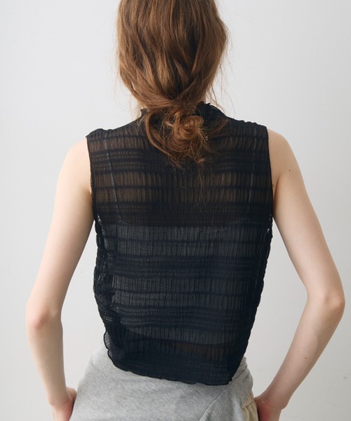 Crisp(クリスプ)の「shirring sheer tops / シャーリングシアートップス(シャツ/ブラウス・レディース・ホワイト/ブラック・FREE)」の7枚目の写真