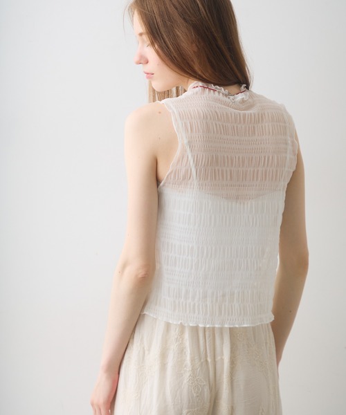 Crisp(クリスプ)の「shirring sheer tops / シャーリングシアートップス(シャツ/ブラウス・レディース・ホワイト/ブラック・FREE)」の15枚目の写真