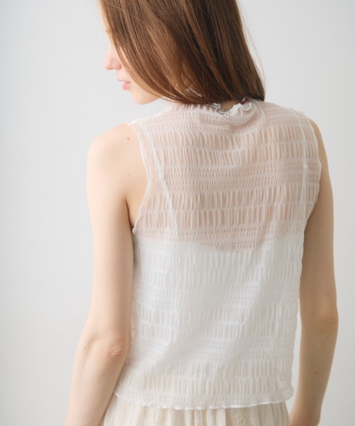 Crisp(クリスプ)の「shirring sheer tops / シャーリングシアートップス(シャツ/ブラウス・レディース・ホワイト/ブラック・FREE)」の16枚目の写真