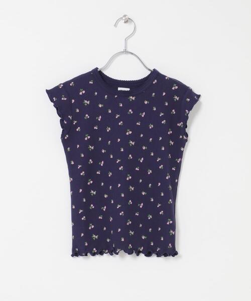 URBAN RESEARCH DOORS(アーバンリサーチドアーズ)の「花柄ワッフルフレンチフリルTシャツ(KIDS)(Tシャツ/カットソー・キッズ・ホワイト系その他/ブルー系その他・105/120/135)」の2枚目の写真