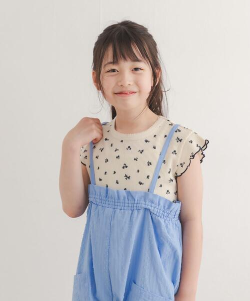 URBAN RESEARCH DOORS(アーバンリサーチドアーズ)の「花柄ワッフルフレンチフリルTシャツ(KIDS)(Tシャツ/カットソー・キッズ・ホワイト系その他/ブルー系その他・105/120/135)」の3枚目の写真
