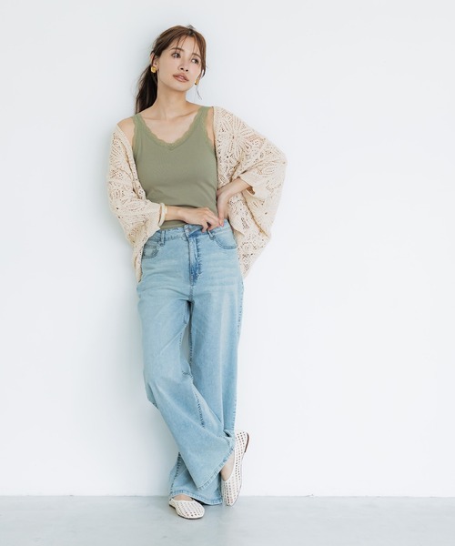 coca(coca)(コカ)の「カギ編みドルマンカーディガン(カーディガン/ボレロ・レディース・アイボリー/ブラック・ONE SIZE)」の8枚目の写真