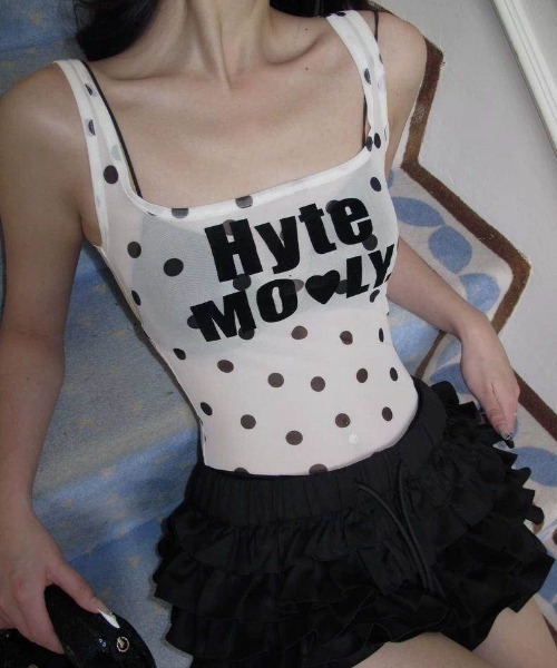 gossip！ロサンゼルス（ゴシップロサンゼルス）の「【Y2Kガーリー】 タンク トップ キャミソール ドット柄  シアー 韓国風（Tシャツ/カットソー・レディース・ドット・M）」の3枚目の写真