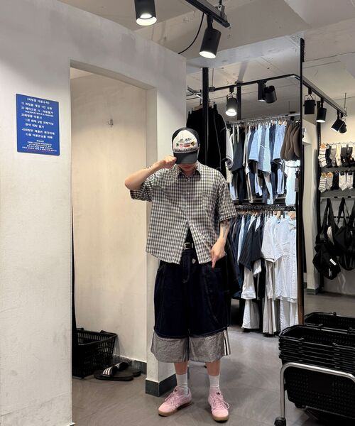 HYOJI（ヒョージ）の「26 SS セミクロップライトウェイトチェック [半袖] シャツ (3カラー)（シャツ/ブラウス・メンズ・グレー/ブラック/ライトブラック・S/XL/M/L）」の13枚目の写真