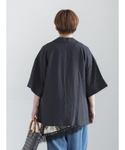 Te chichi(テチチ)の「【接触冷感】レーヨンリネンジャケット(セットアップ可)(ノーカラージャケット・レディース・ベージュ/チャコールグレー/カーキ・F)」の18枚目の写真