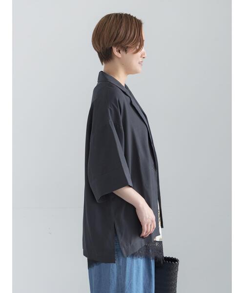 Te chichi(テチチ)の「【接触冷感】レーヨンリネンジャケット(セットアップ可)(ノーカラージャケット・レディース・ベージュ/チャコールグレー/カーキ・F)」の20枚目の写真