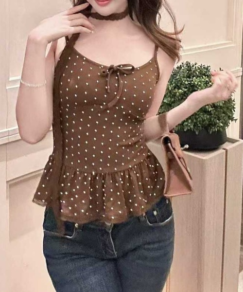 MASHIRO(マシロ)の「レースチョーカー付きドット柄キャミトップ(MA/EK165)(キャミソール・レディース・ブラック/ホワイト・FREE)」の10枚目の写真