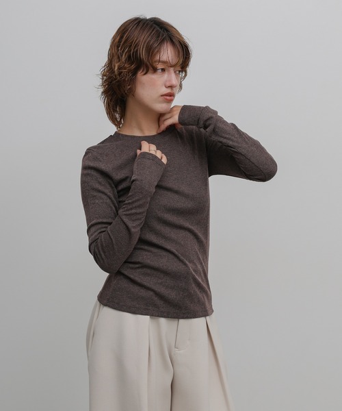 select MOCA(セレクトモカ)の「スラブカットソーロンT(Tシャツ/カットソー・レディース・ブラウン/グレー/ブラック/アイボリー・FREE)」の15枚目の写真