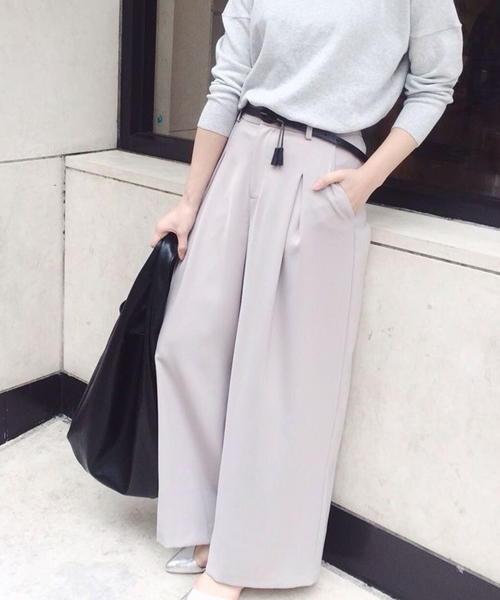 goocy（グースィー）の「ハイウエストタックワイドパンツ（その他パンツ・レディース・グレー/ブラック・FREE）」の2枚目の写真