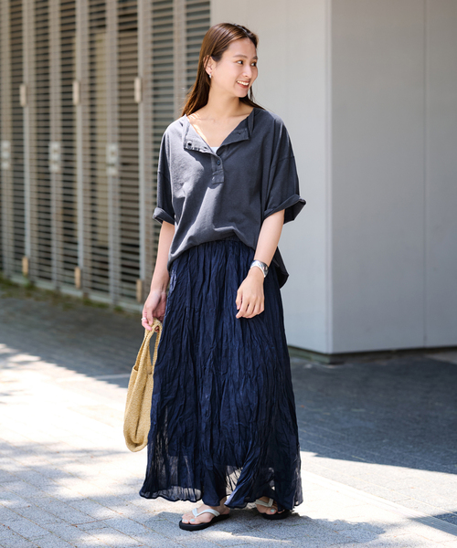 FRAMeWORK(フレームワーク)の「ヘンリーネックWIDE-Tee(Tシャツ/カットソー・レディース・ホワイト/ピンク/ネイビー・FREE)」の15枚目の写真